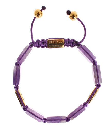 Nialaya Dazzling Diamond Gold-Plated Amethyst Bracelet