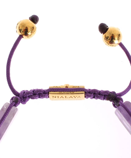 Nialaya Dazzling Diamond Gold-Plated Amethyst Bracelet