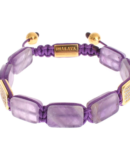 Nialaya Dazzling Diamond Gold-Plated Amethyst Bracelet