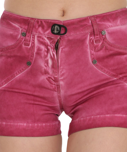 PLEIN SUD Chic Pink Washed Denim Shorts