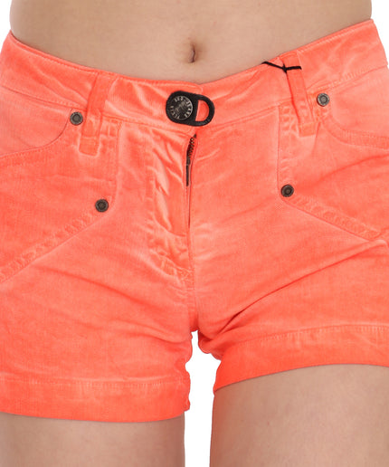 PLEIN SUD Chic Orange Mid Waist Mini Shorts