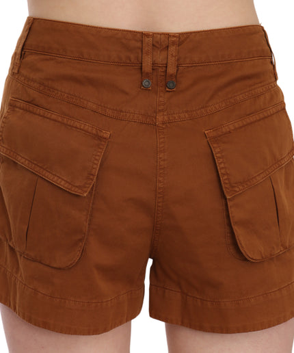 PLEIN SUD Chic Brown Mid Waist Mini Shorts