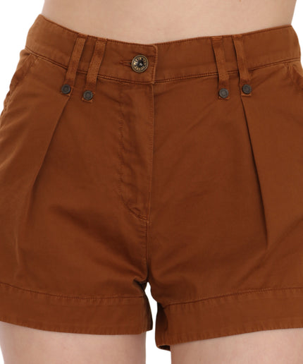 PLEIN SUD Chic Brown Mid Waist Mini Shorts