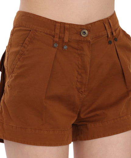 PLEIN SUD Chic Brown Mid Waist Mini Shorts