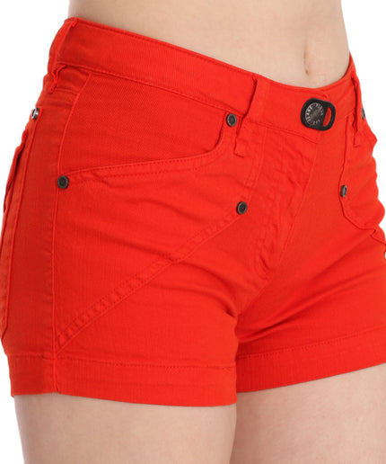 PLEIN SUD Chic Mid Waist Mini Shorts in Vibrant Orange