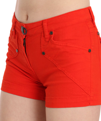 PLEIN SUD Chic Mid Waist Mini Shorts in Vibrant Orange