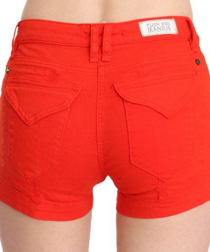 PLEIN SUD Chic Mid Waist Mini Shorts in Vibrant Orange