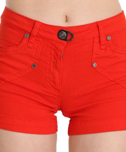 PLEIN SUD Chic Mid Waist Mini Shorts in Vibrant Orange