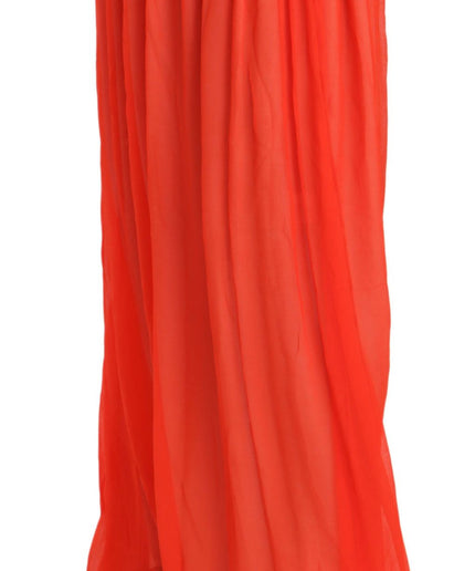 Jucca Elegant Orange Pleated Maxi Skirt