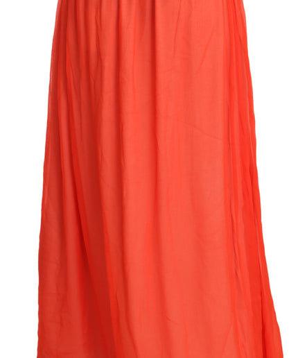 Jucca Elegant Orange Pleated Maxi Skirt