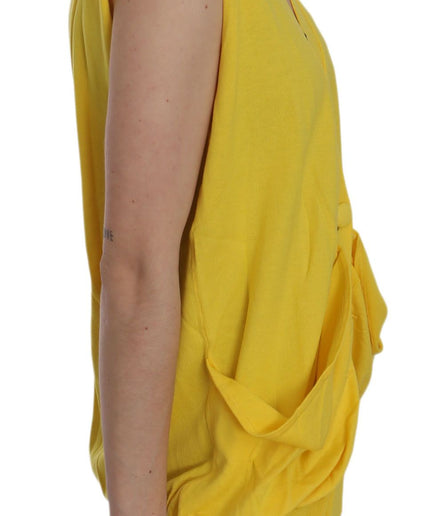 PINK MEMORIES Elegant Yellow Sleeveless Cotton Vest