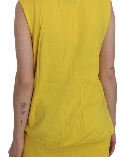 PINK MEMORIES Elegant Yellow Sleeveless Cotton Vest