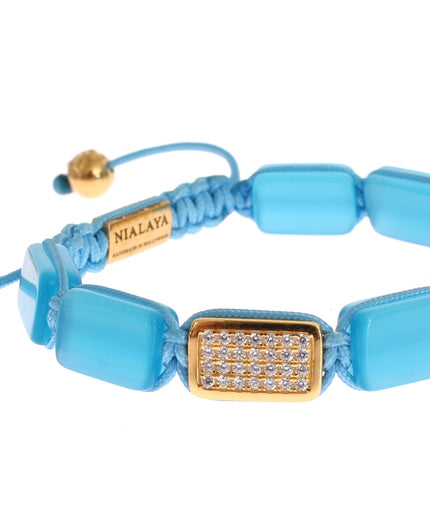 Nialaya Elegant Blue Opal & Diamond-Studded Bracelet