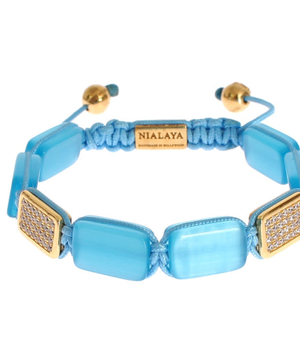 Nialaya Elegant Blue Opal & Diamond-Studded Bracelet