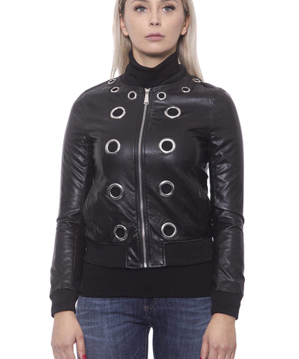 19V69 Italia Chic Eco-Leather Studded Slim Jacket