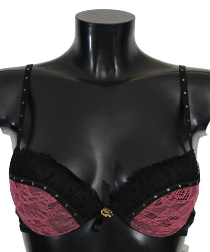 Roberto Cavalli Elegant Black Lace Push-Up Bra