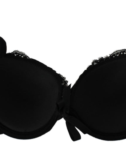 Roberto Cavalli Elegant Black Lace Push-Up Bra