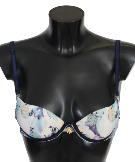 Roberto Cavalli Elegant Push-Up Bra in Blue Print