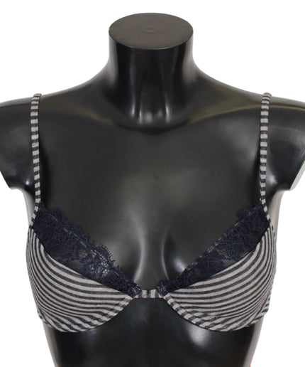 Ermanno Scervino Blue Stripes Lace Reggiseno Bra