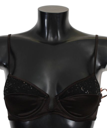 Ermanno Scervino Sequined Brown Balconette Bra