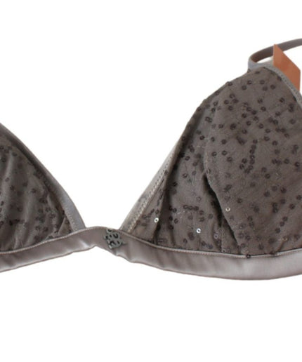 Ermanno Scervino Sequined Gray Triangolo Bra Luxury Underwear