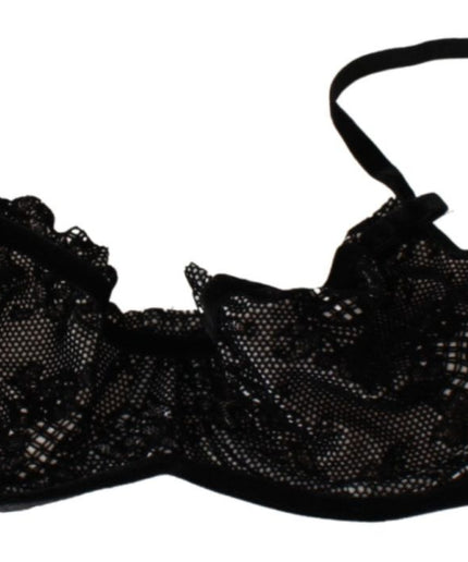 Ermanno Scervino Sleek Black Mesh Balconcino Bra