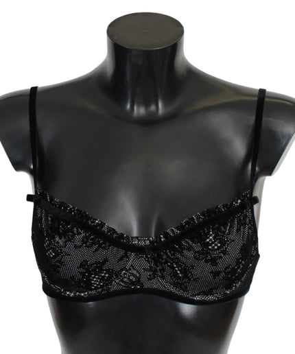 Ermanno Scervino Sleek Black Mesh Balconcino Bra