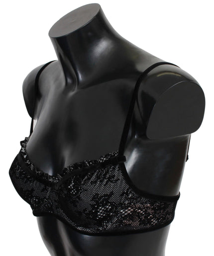 Ermanno Scervino Sleek Black Mesh Balconcino Bra