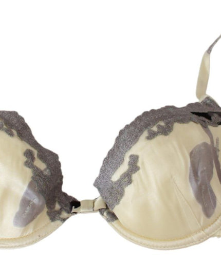 Ermanno Scervino Silk Blend Push-Up Bra in Beige and Gray