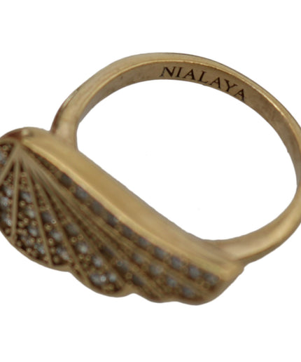 Nialaya Elegant Gold-Crystal Embellished Ring