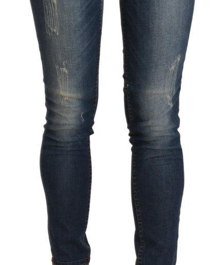 Acht Chic Blue Washed Skinny Cropped Jeans