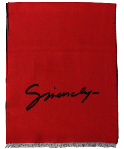 Givenchy Elegant Red Wool Blend Unisex Scarf