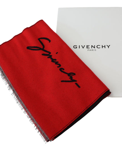 Givenchy Elegant Red Wool Blend Unisex Scarf