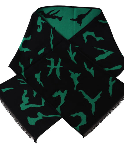 Givenchy Elegant Wool Silk Black Unisex Scarf