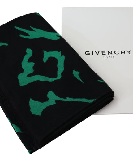 Givenchy Elegant Wool Silk Black Unisex Scarf