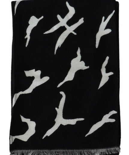 Givenchy Elegant Unisex Wool-Silk Scarf in Black & White