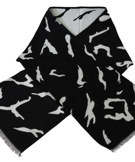 Givenchy Elegant Unisex Wool-Silk Scarf in Black & White