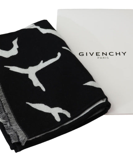 Givenchy Elegant Unisex Wool-Silk Scarf in Black & White