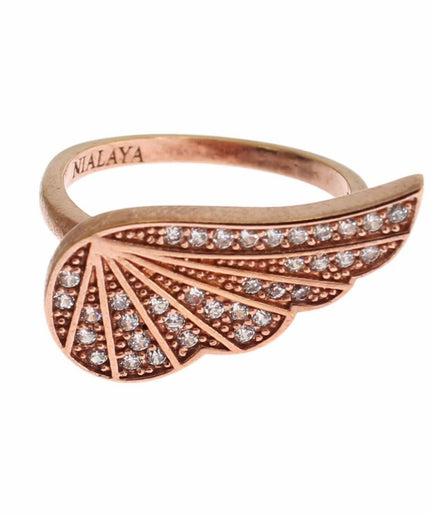 Nialaya Elegant Pink Gold CZ Crystal Ring