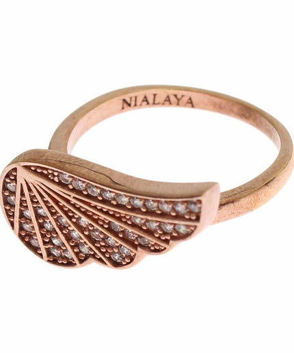 Nialaya Elegant Pink Gold CZ Crystal Ring