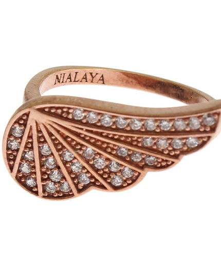 Nialaya Elegant Pink Gold CZ Crystal Ring