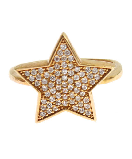 Nialaya Elegant Gold-Plated Sterling Silver Ring with CZ Crystals