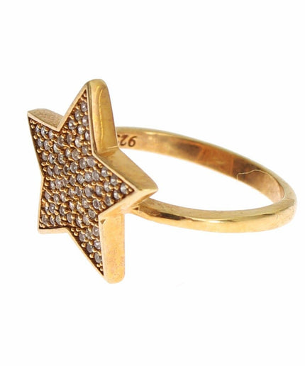 Nialaya Elegant Gold-Plated Sterling Silver Ring with CZ Crystals