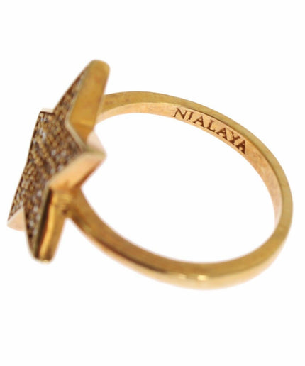 Nialaya Elegant Gold-Plated Sterling Silver Ring with CZ Crystals