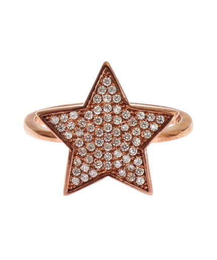 Nialaya Dazzling Pink Gold Plated Sterling Silver CZ Ring