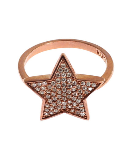 Nialaya Dazzling Pink Gold Plated Sterling Silver CZ Ring