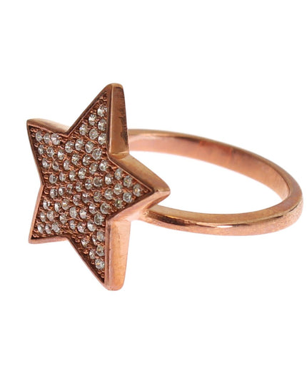 Nialaya Dazzling Pink Gold Plated Sterling Silver CZ Ring