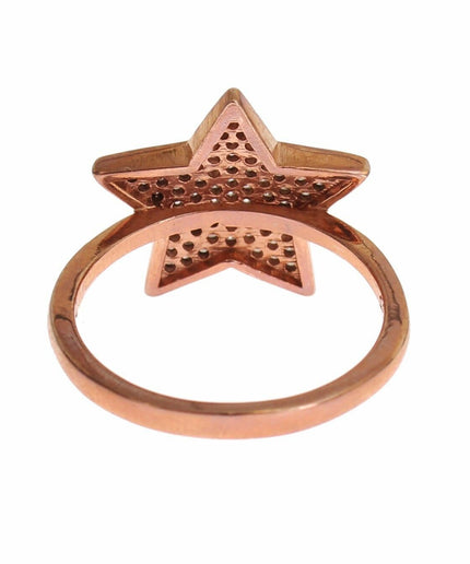 Nialaya Dazzling Pink Gold Plated Sterling Silver CZ Ring