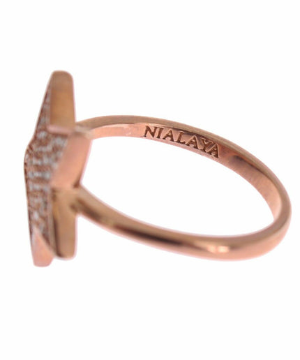 Nialaya Dazzling Pink Gold Plated Sterling Silver CZ Ring