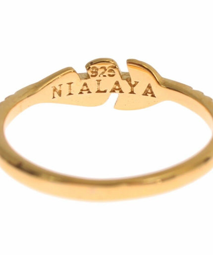 Nialaya Elegant Gold Plated Sterling Silver CZ Ring